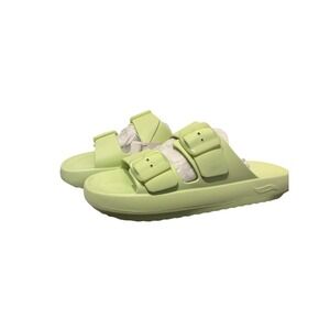 Skechers Foamies Arch Fit Lime Green Double Strap Slides Sandals Women's 11